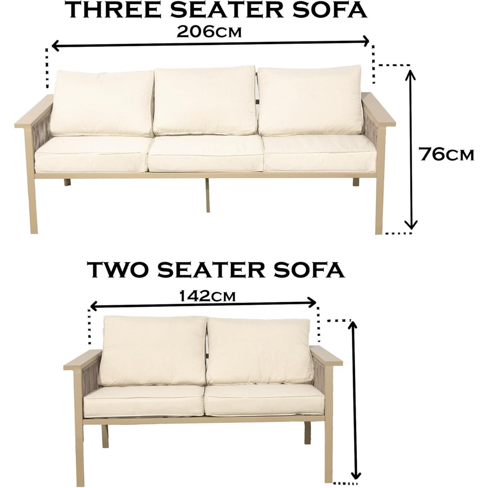 Shatchi 7 Seater Cream Outdoor Aluminium Sofa Set Image 7