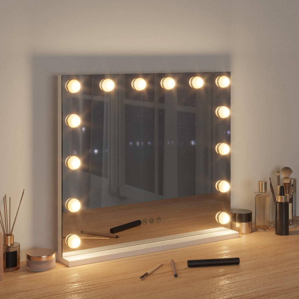 vidaXL LED White Vanity Mirror 50 x 10 x 44cm Image 2