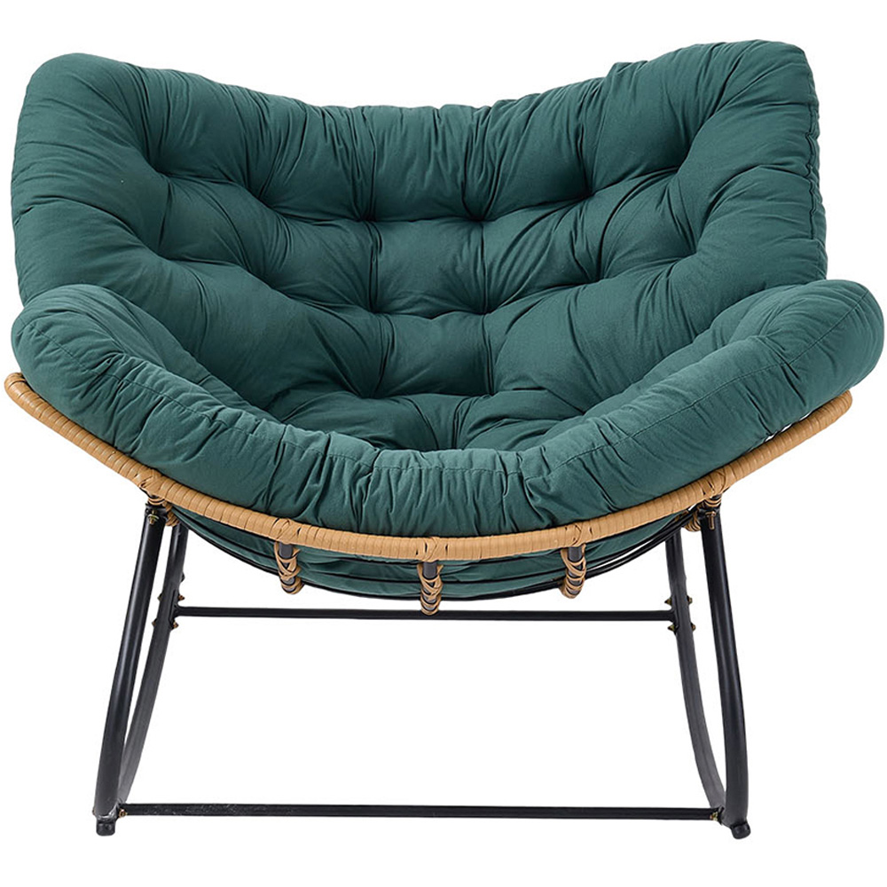 Living and Home Green Cushion PE Rattan Rocking Chair Image 4