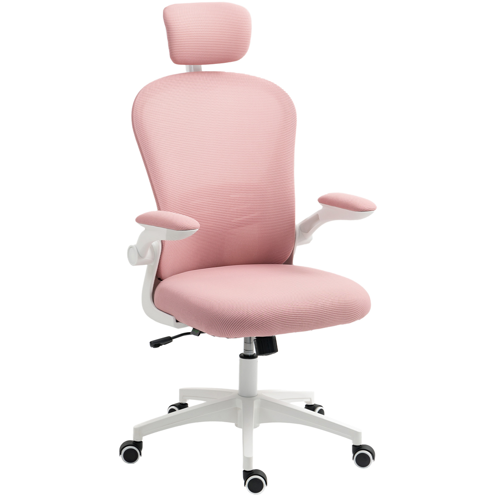 Vinsetto Pink Ergonomic Mesh Office Chair with Headrest Image 2