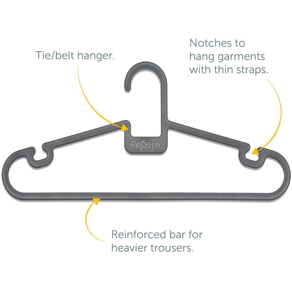 ReBorn Agian Grey Plastic Coat Hanger 8 Pack Image 6