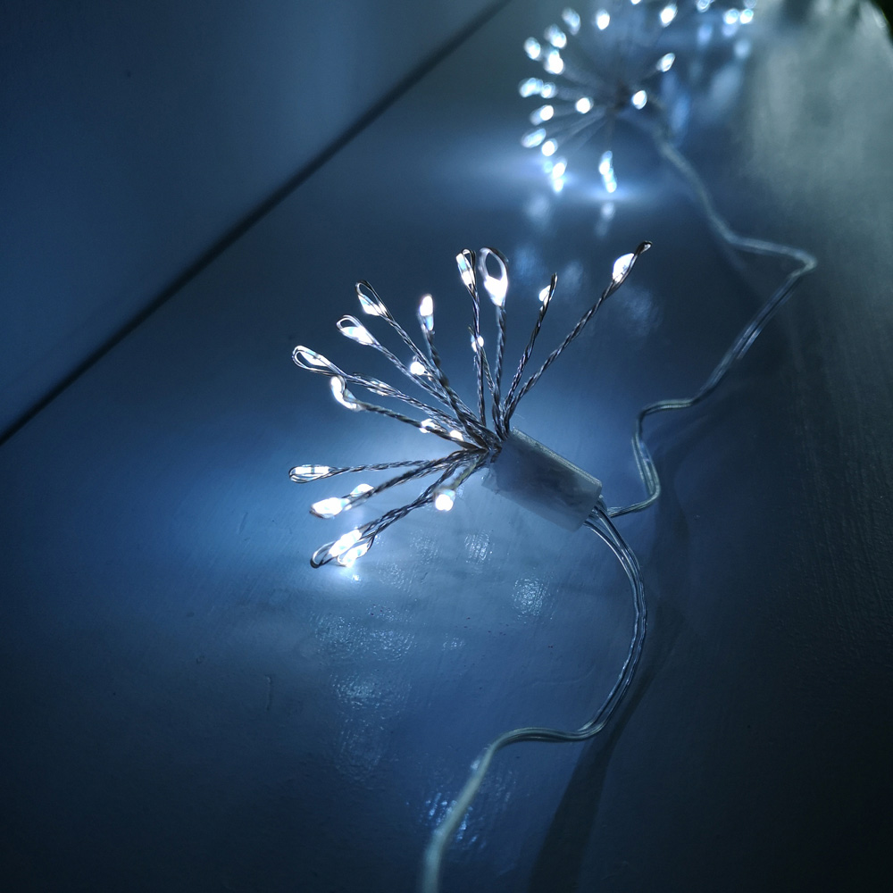 Premier 200 Cool White LED 10 Starburst Christmas Fairy Light Image 3