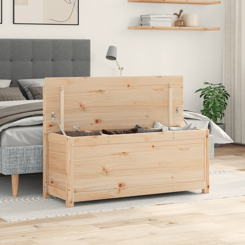 vidaXL Natural Solid Wood Pine Storage Bench 110 x 41 x 76.5cm Image 9