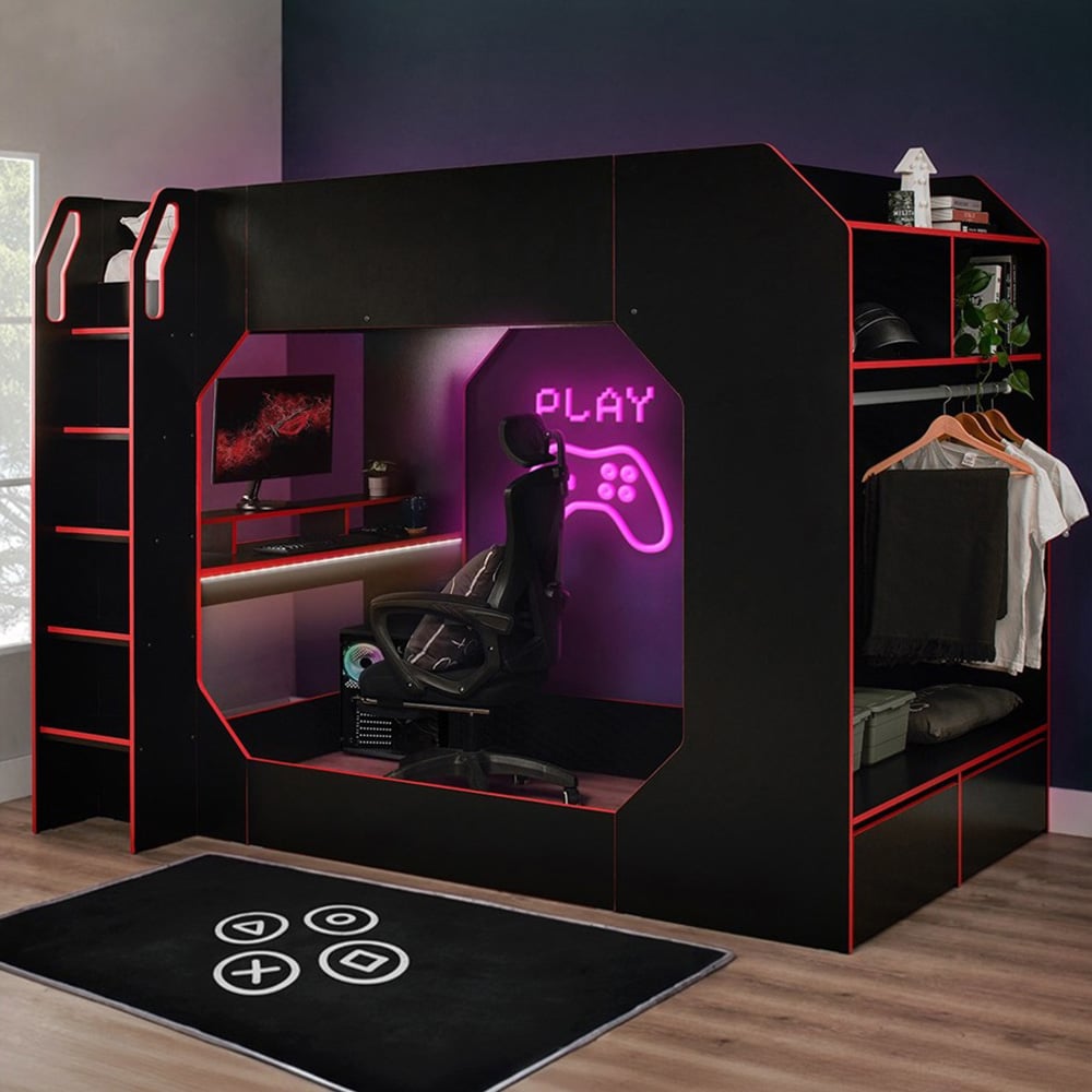 Recoil Boss Pod Small Double Gaming High Sleeper Bed with Desk and Storage Image 1