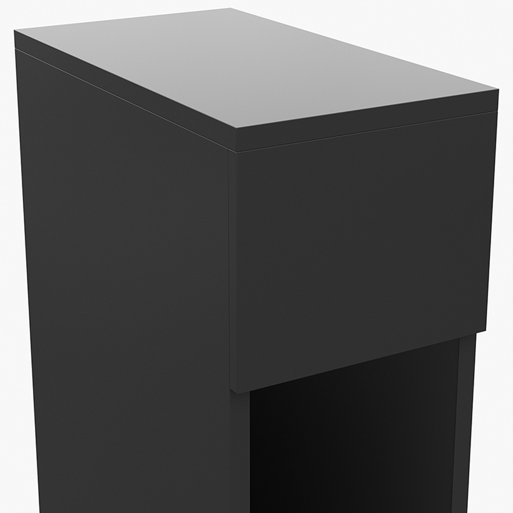 Living and Home Single Drawer Black Bedside Table Image 4