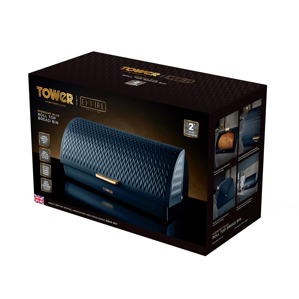 Tower Empire Midnight Blue Roll Top Bread Bin Image 7