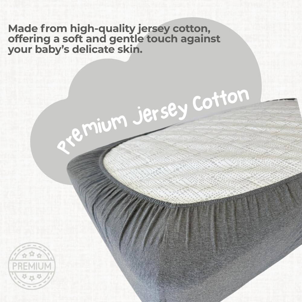 MHG Living Grey and Silver Jersey Cotton Fitted Cot Bed Sheet 140 x 70cm 2 Pack Image 8