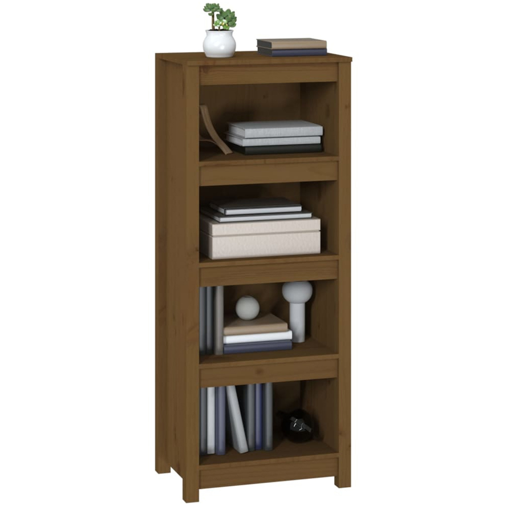 vidaXL 4 Shelf Honey Brown Solid Pine Wood Bookcase Image 4