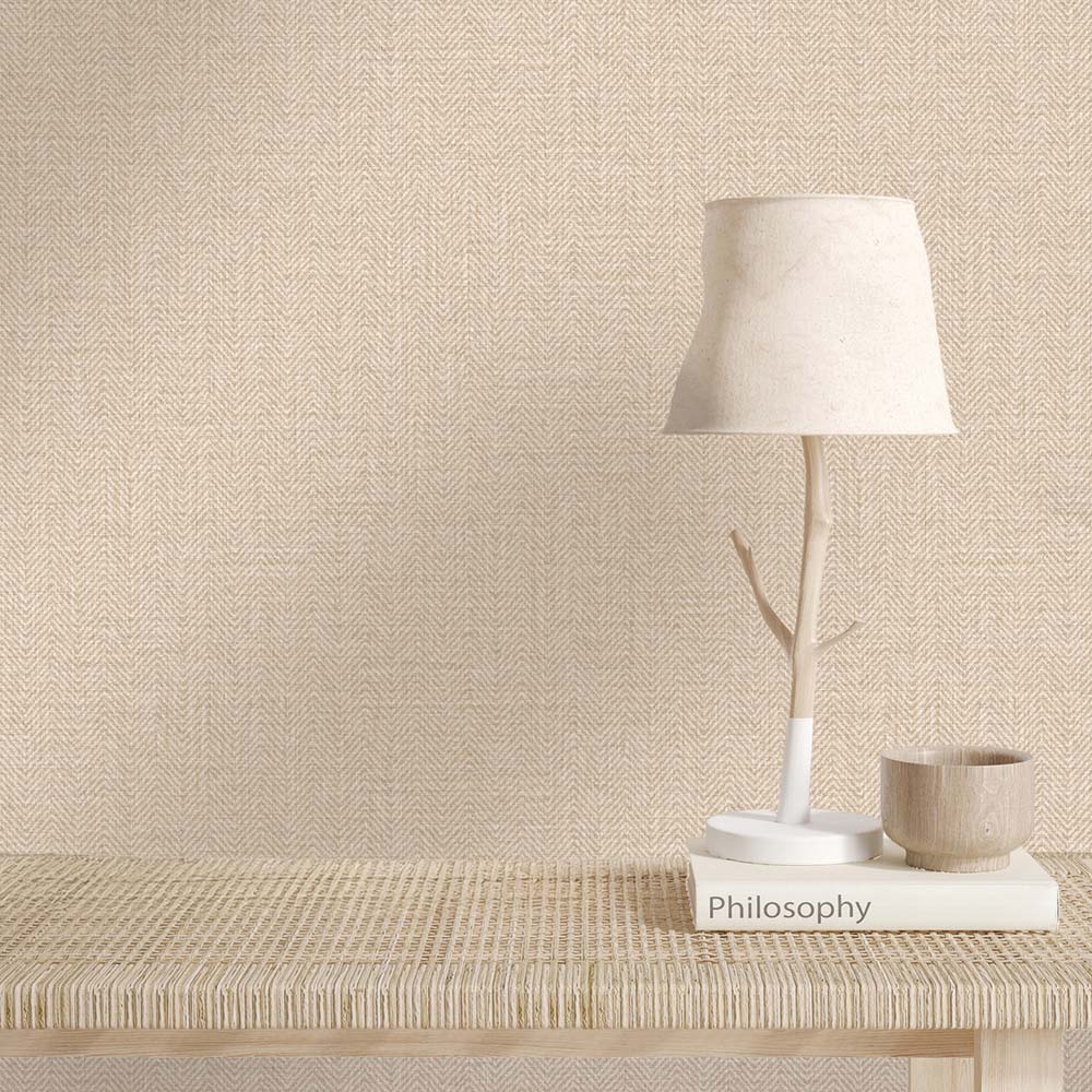 Belgravia Decor Zambaiti Parati Marrakech Herringbone Warm Beige Wallpaper Image 2