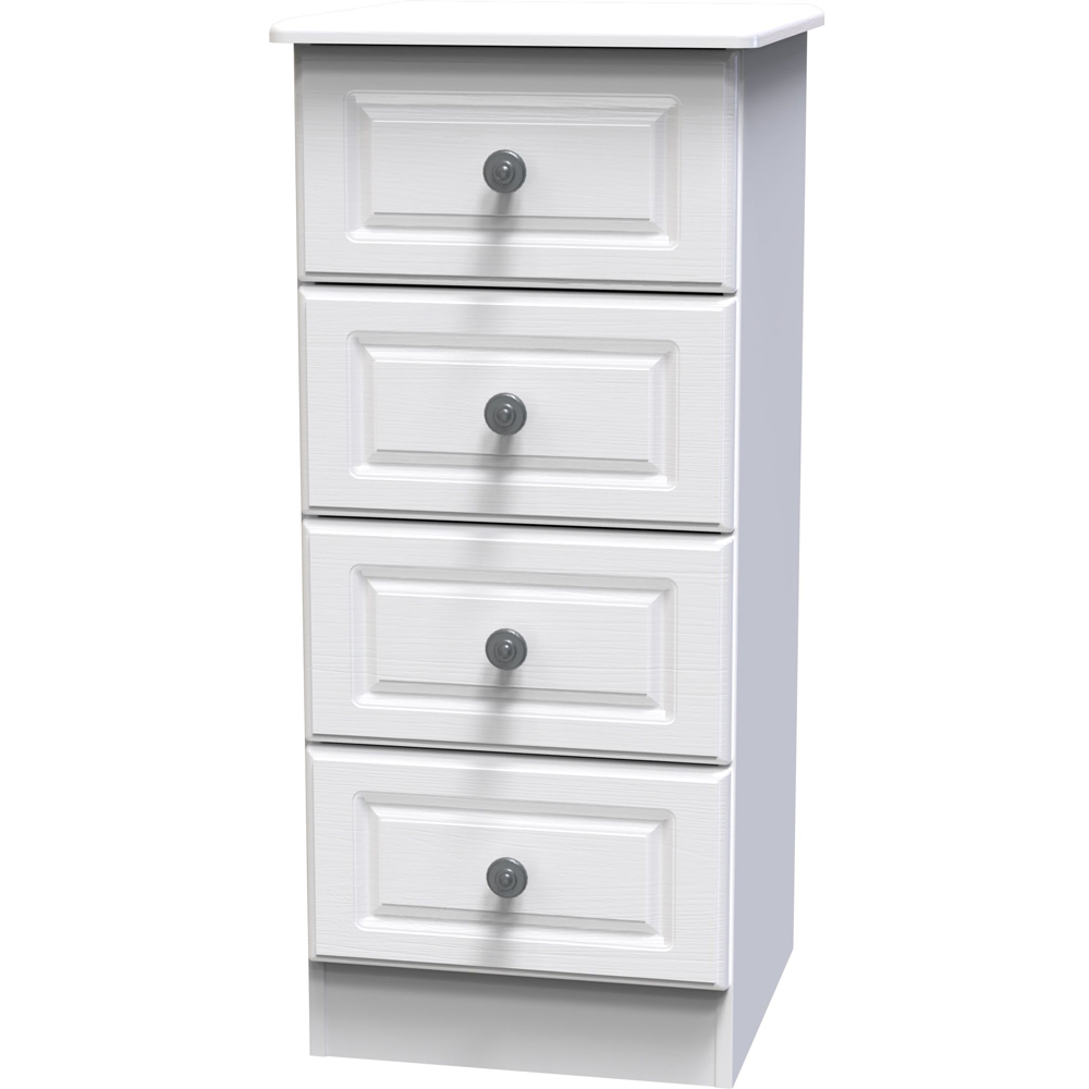 Crowndale Pembroke 4 Drawer Matt White Bedside Cabinet Ready Assembled Image 3