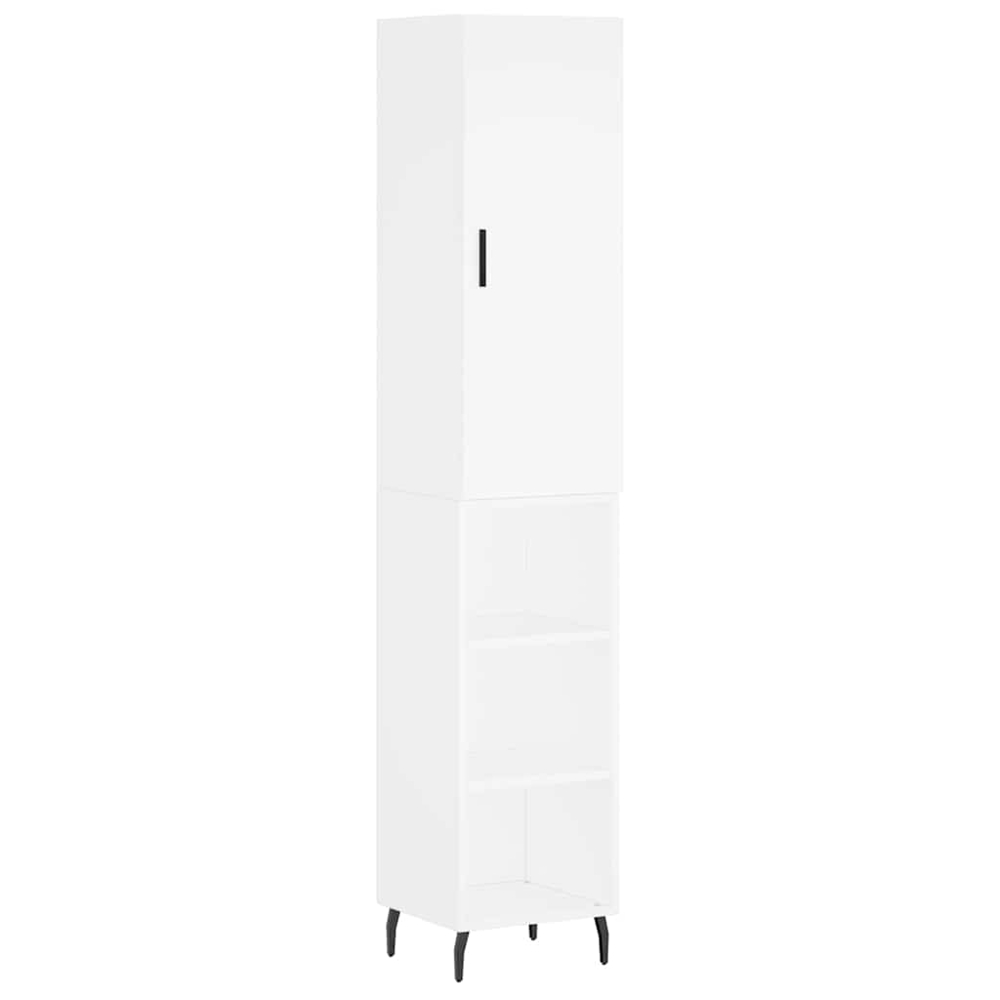 vidaXL Single Door 3 Shelf White Highboard Image 2