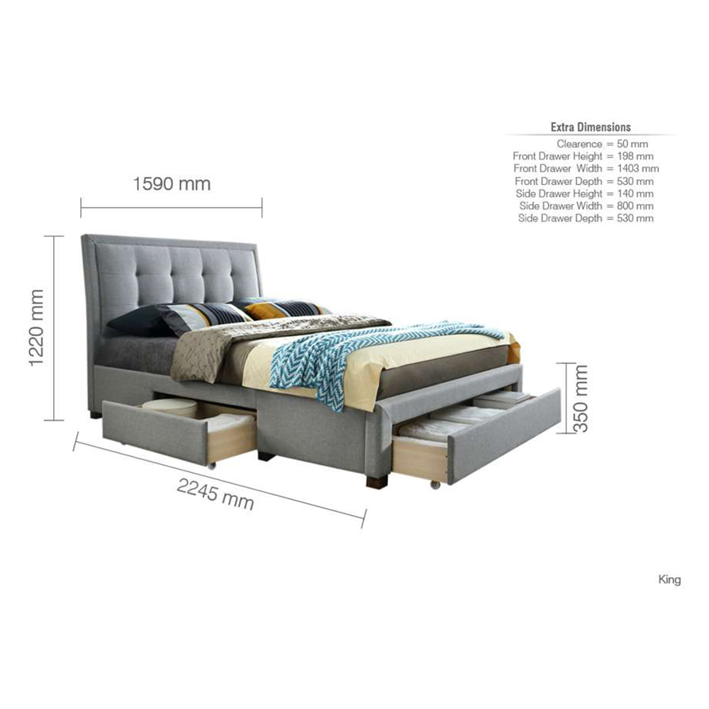 Shelby King Size Grey Bed Frame Image 7