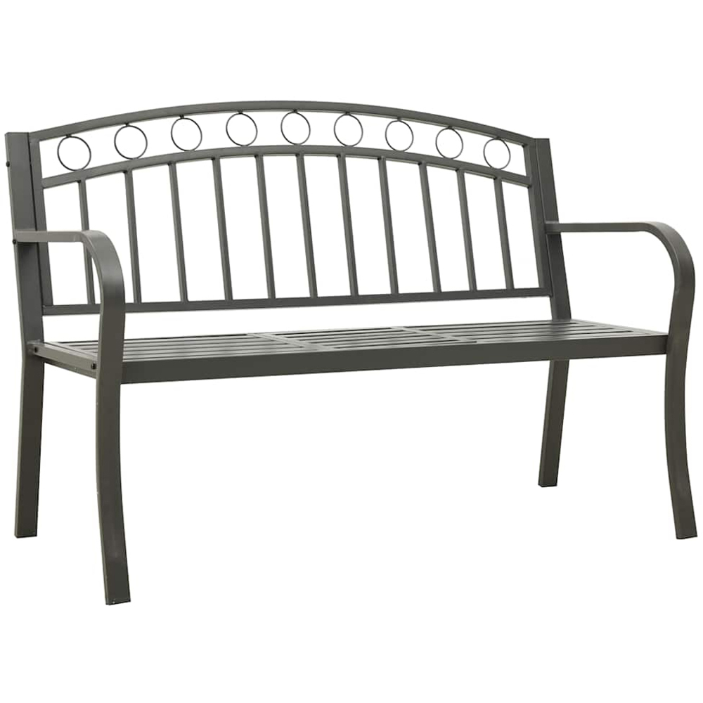vidaXL 2 Seater Grey Steel Garden Bench with Table Image 2