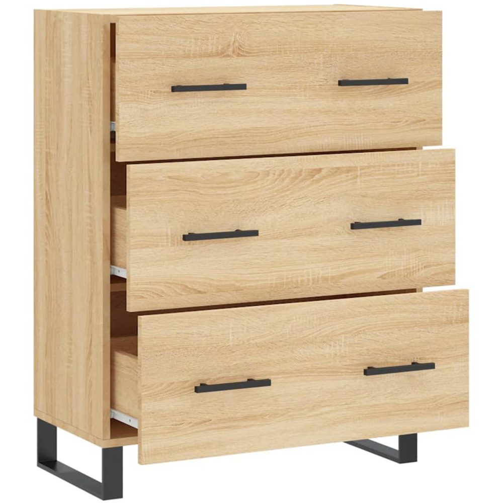 vidaXL 3 Drawer Sonoma Oak Small Sideboard Image 6
