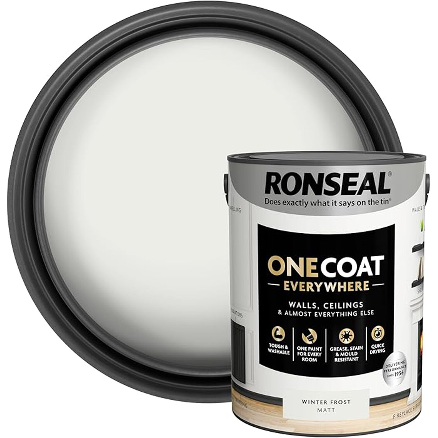 Ronseal One Coat Everywhere Interior Paint Winter Frost 5l Image 1