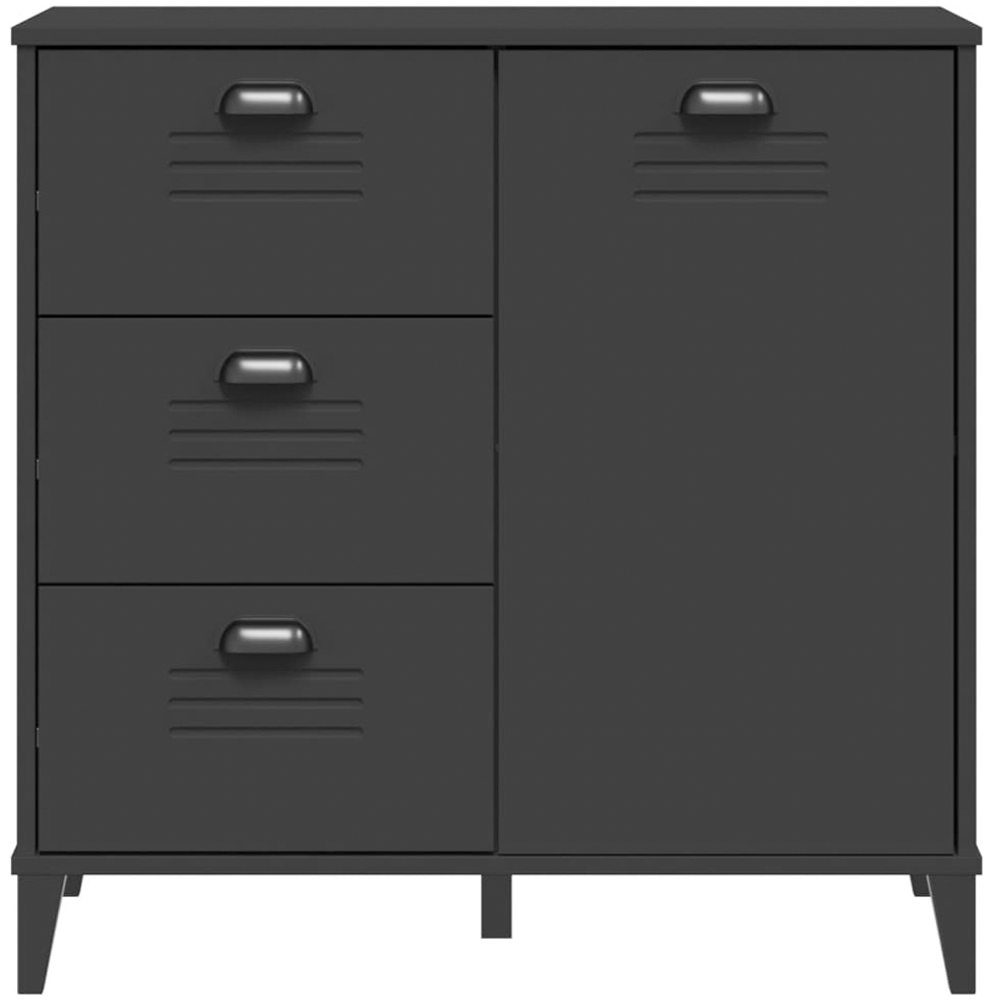 vidaXL Viken Single Door 3 Drawer Black Industrial Style Sideboard Image 3