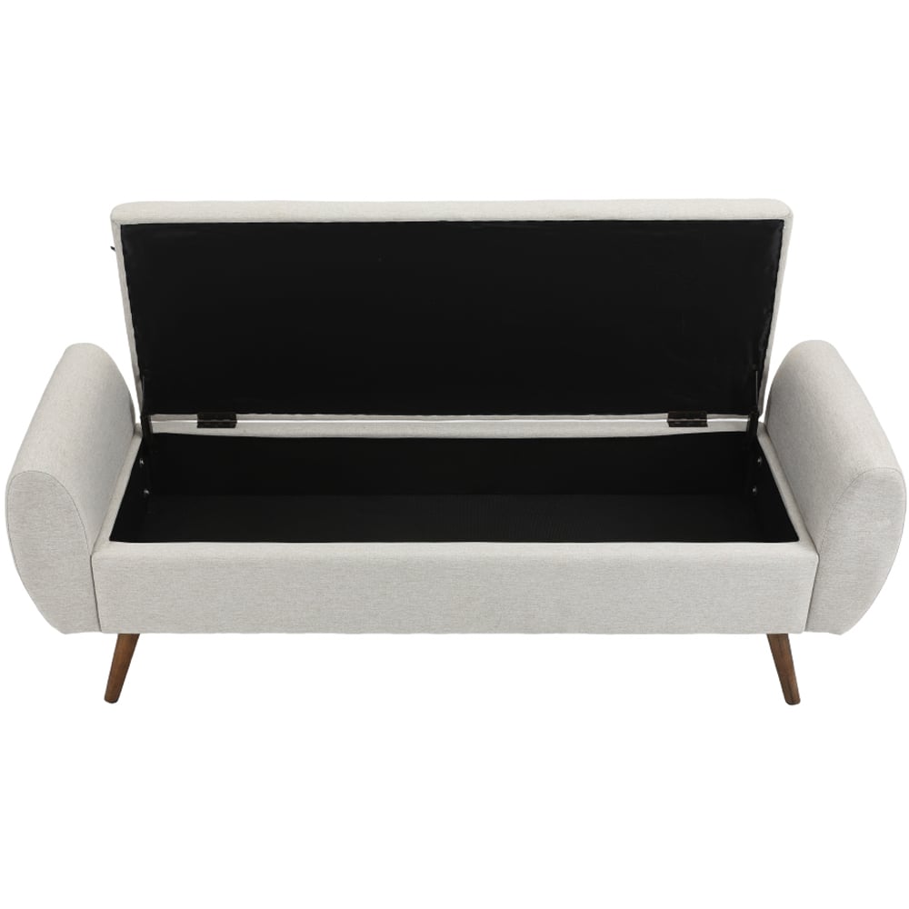 Living and Home Cream Linen Upholstered Storage Bench Image 5