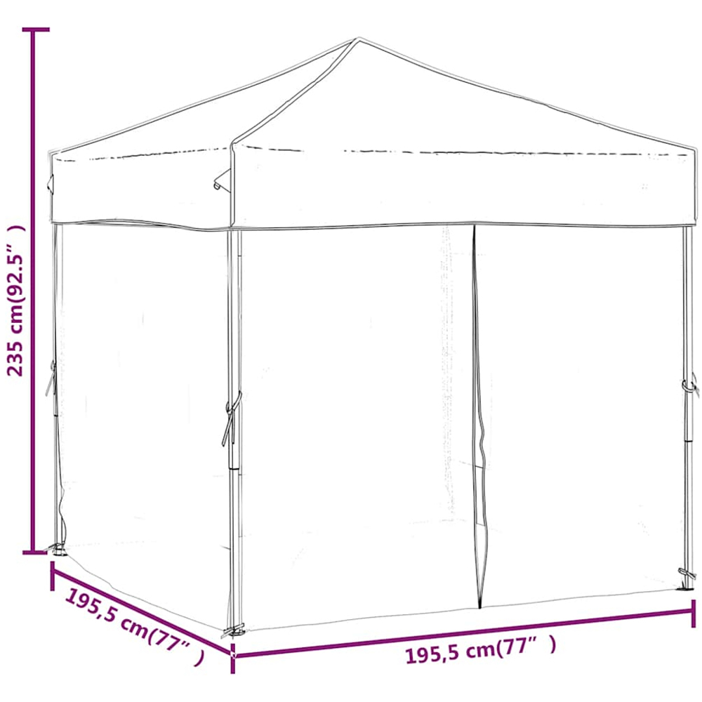 vidaXL 2 x 2m White Foldable Party Tent with Sidewalls Image 9