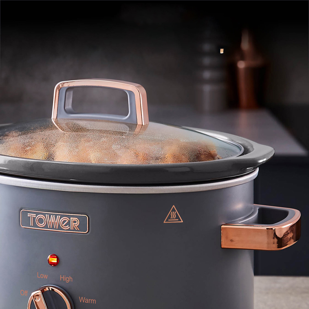 Tower T16042GRY Cavaletto Grey and Rose Gold Slow Cooker 3.5L Image 4