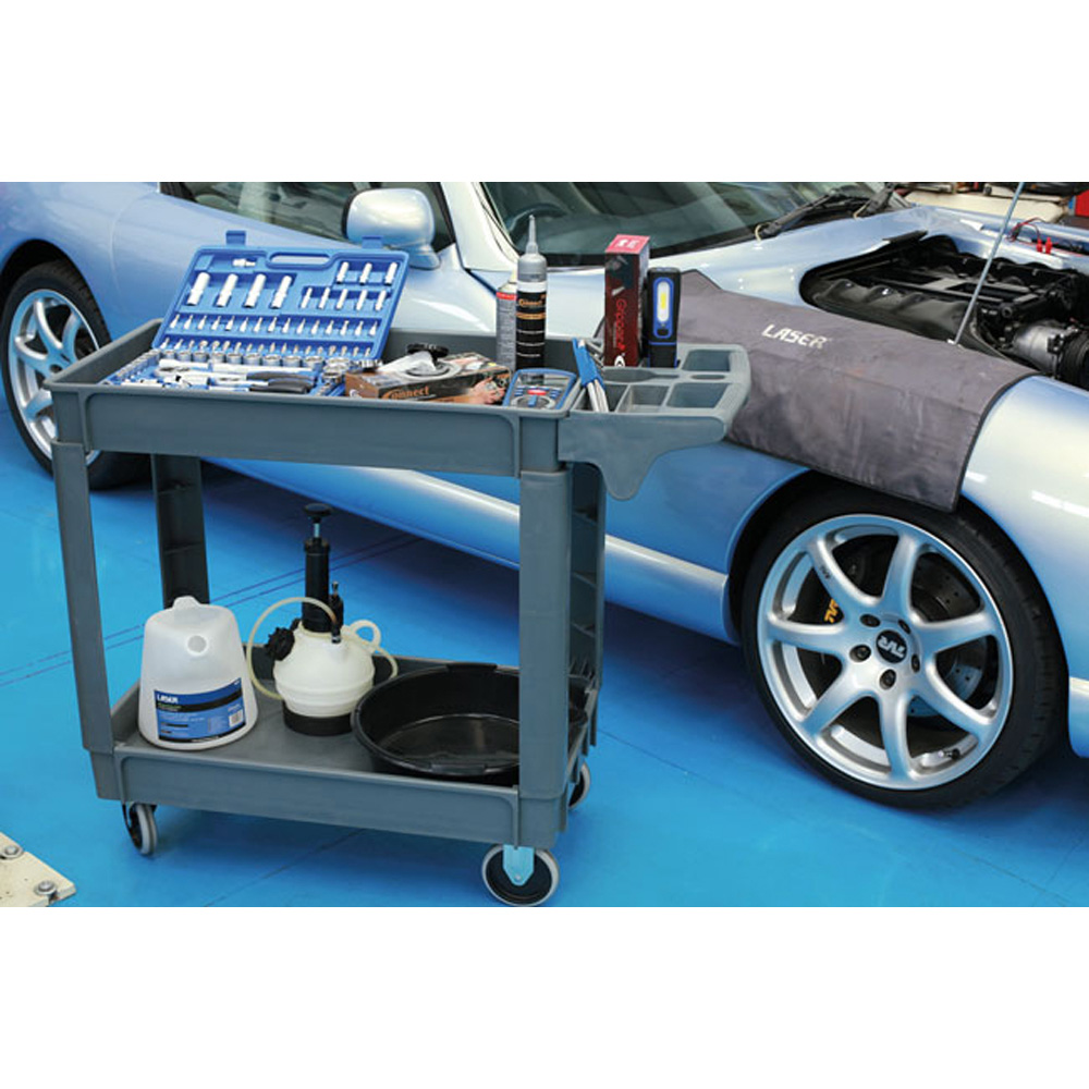 Laser 8089 Twin Level Black Workshop Utility Cart Image 6