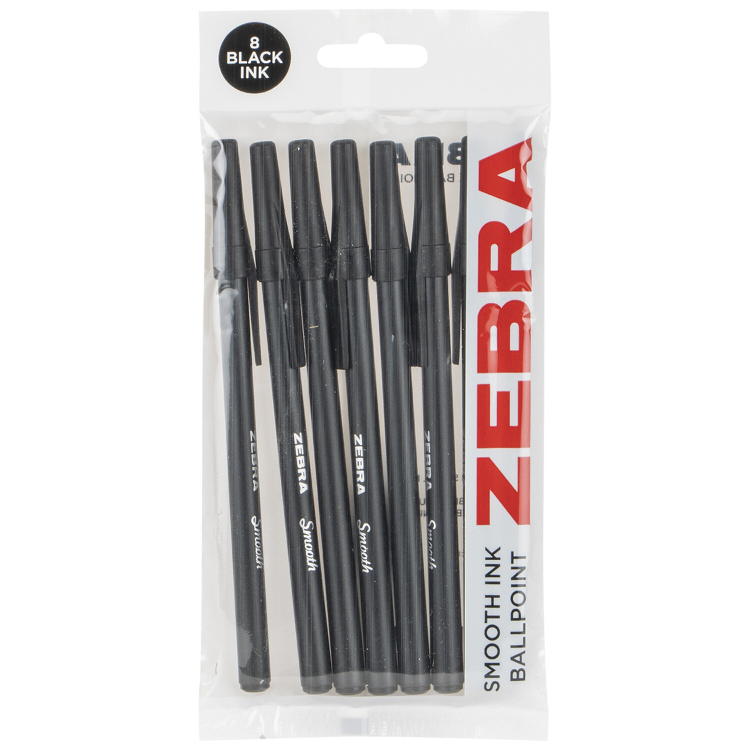 Pack of 8 Zebra Smooth Ink Ballpoint Pens - Black Image