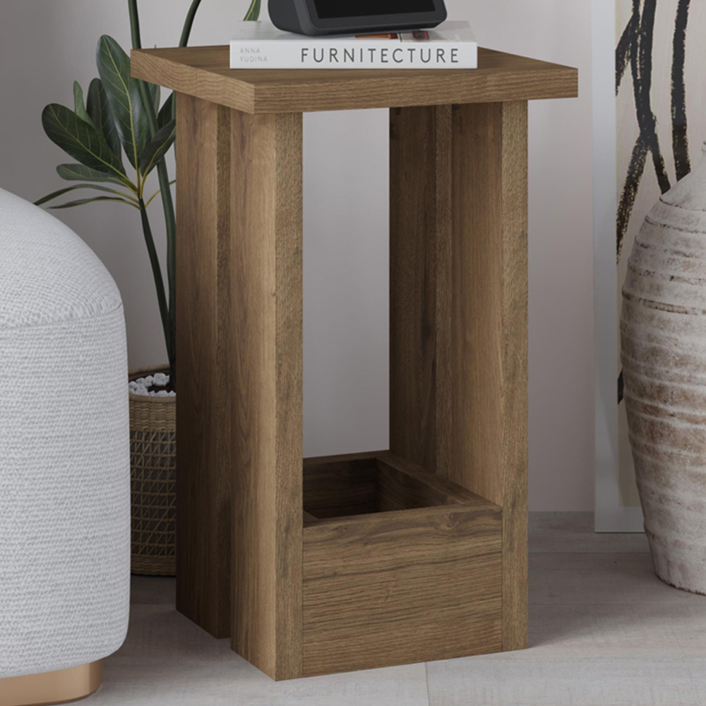 Decortie Tasos Dark Oak Effect Side Table Image 1