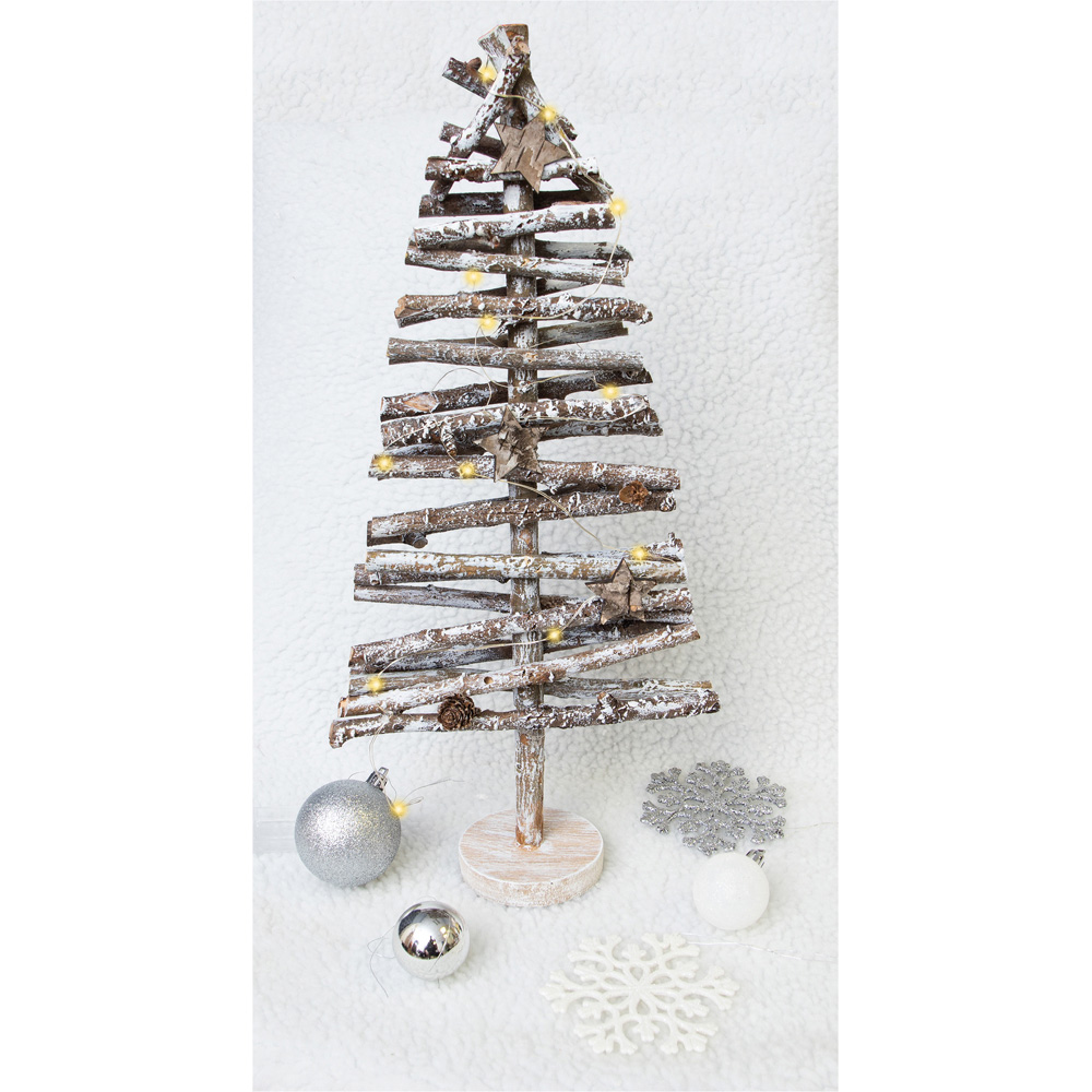 St Helens Brown Wooden White Snow Birch Christmas Tree Image 3