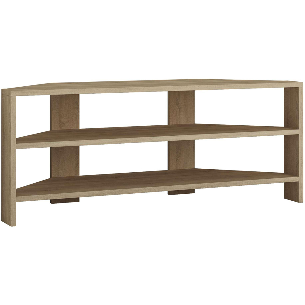 Decortie Thales 2 Shelf Oak Modern Corner TV Unit Image 3