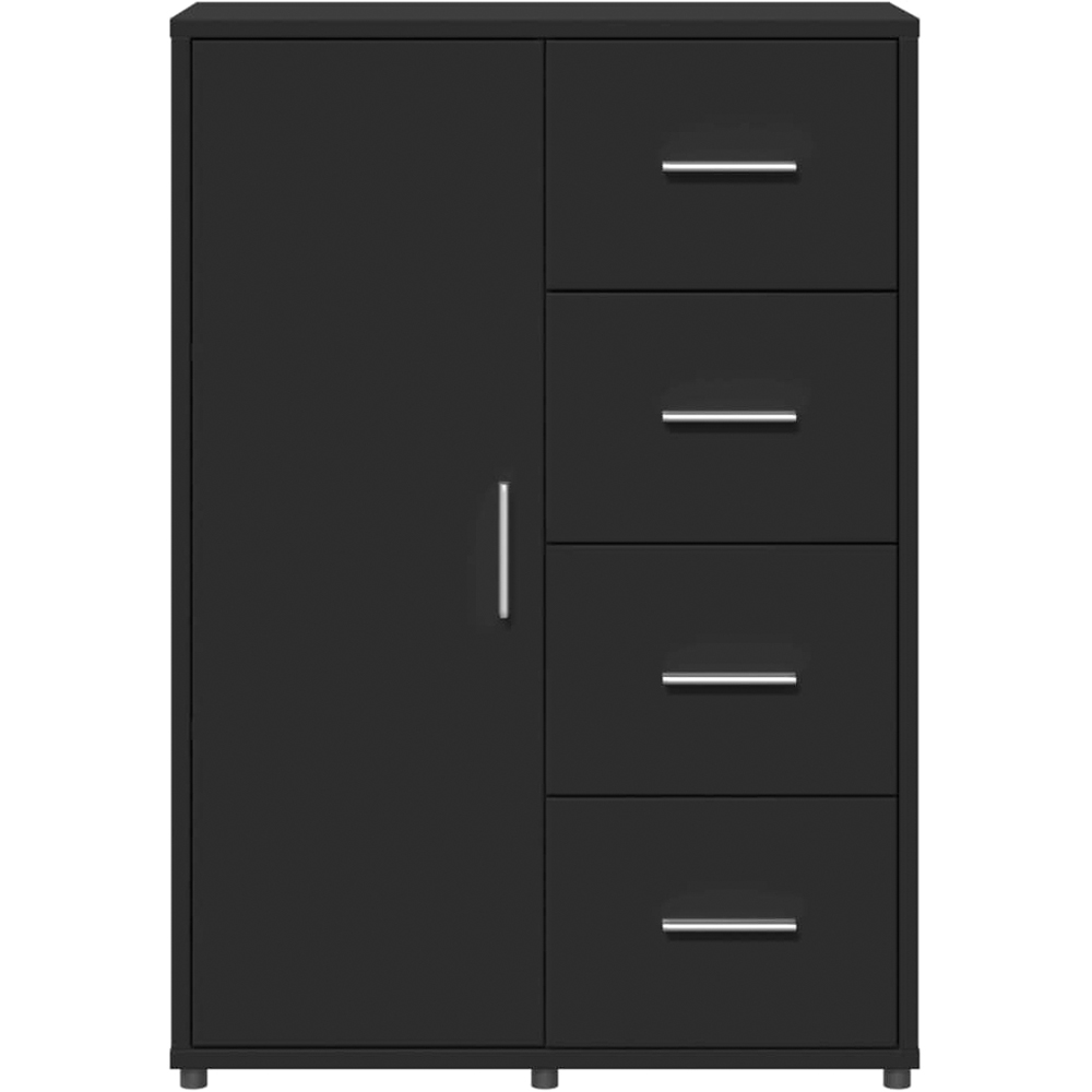 vidaXL Single Door 4 Drawer Black Wooden Sideboard Image 3