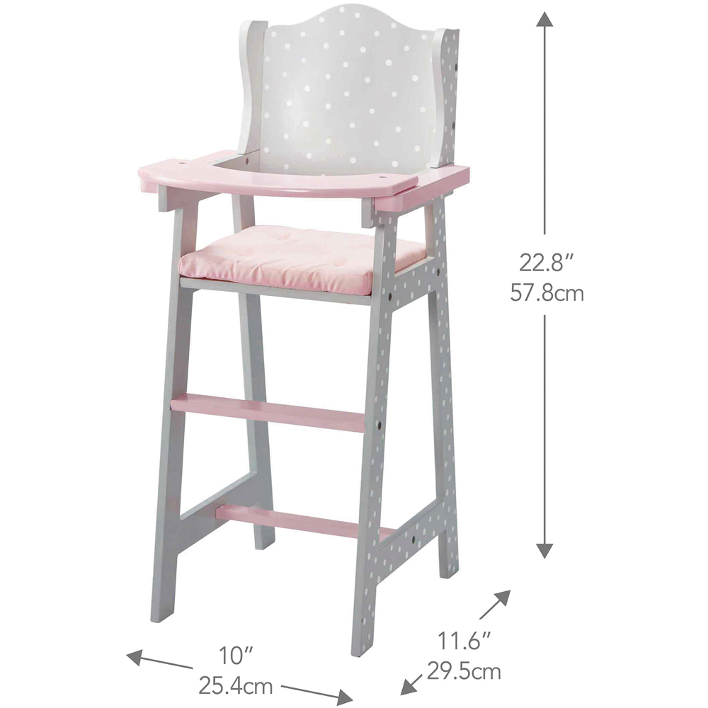 Teamson Kids Olivia's Little World Grey Polka Dots Princess Baby Doll High Chair Image 8