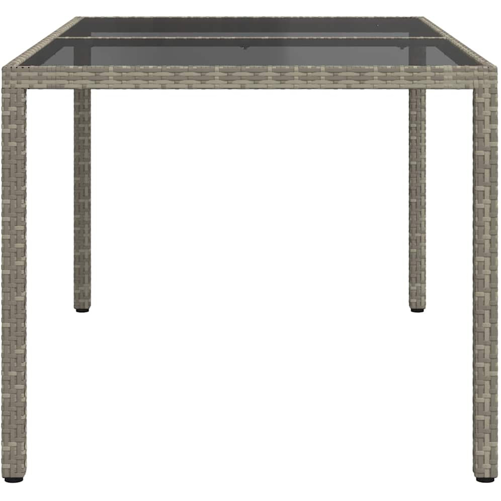 Walplus 6 Seater Grey Poly Rattan Tempered Glass Steel Garden Table Image 4