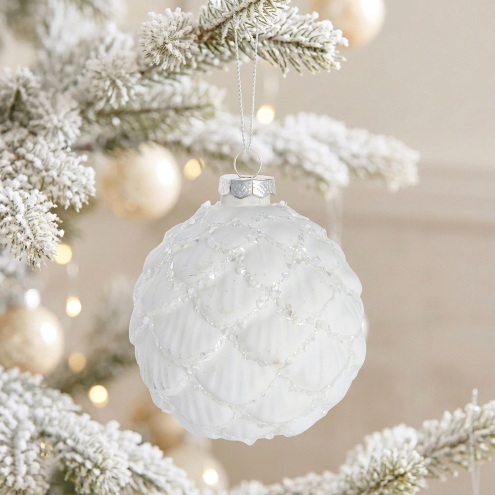 Matte White Ridged Bauble Image 3
