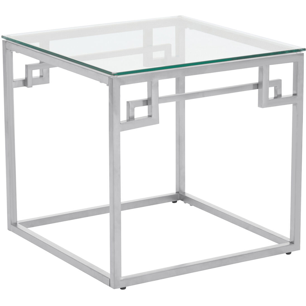 Premier Housewares Allure Silver Side Table with Tempered Glass Top Image 2