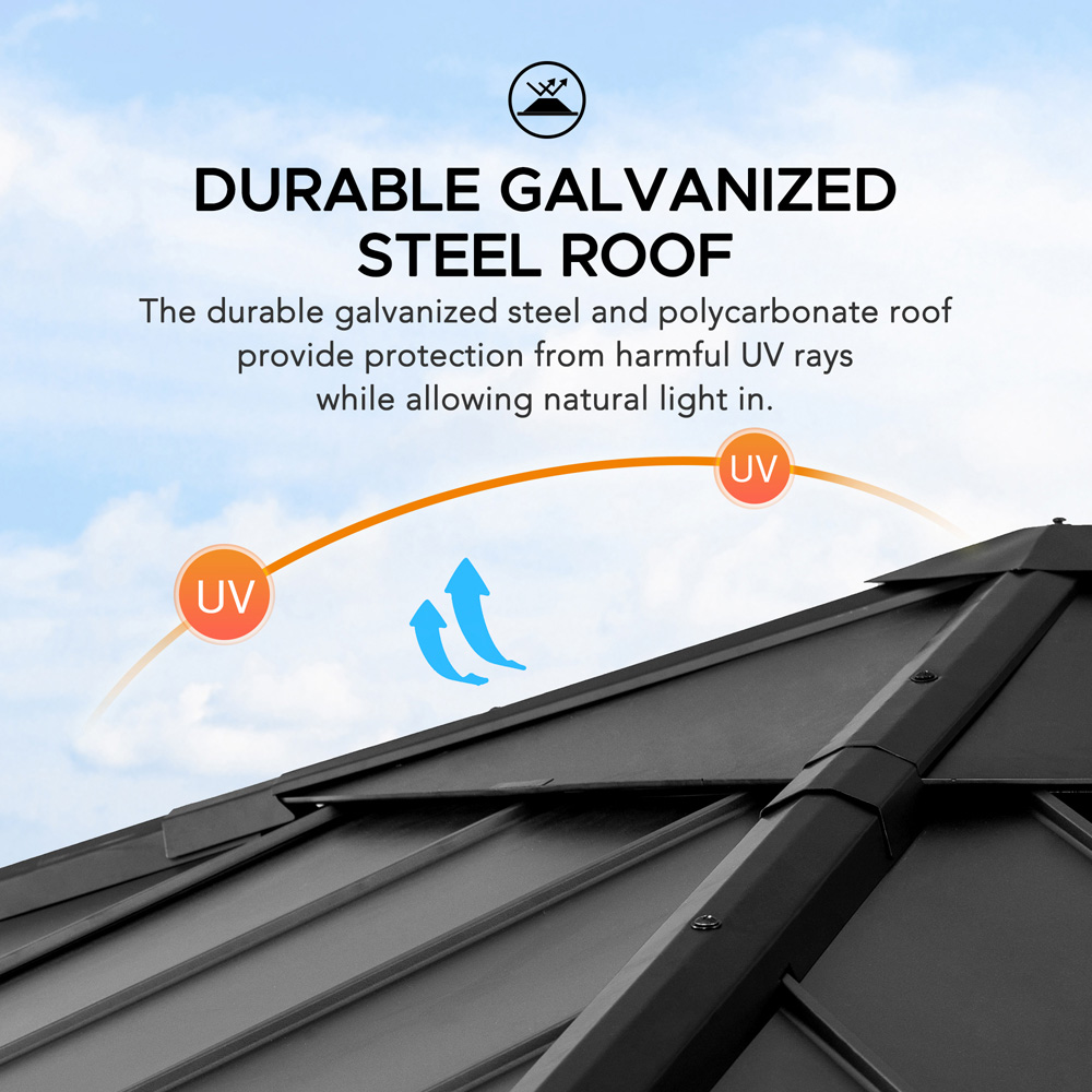 Sunjoy Rapi 2.73 x 2.73m Anthracite Cedar Wood Gazebo Image 6