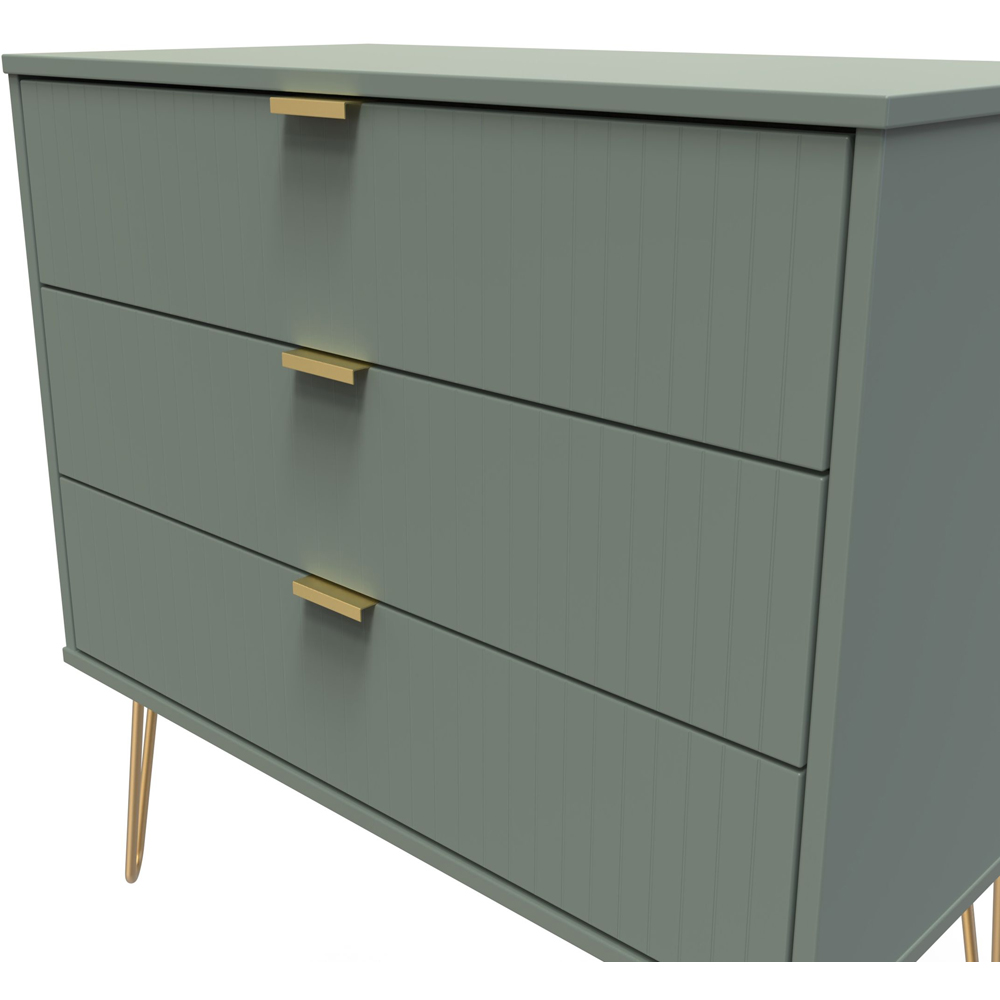 Crowndale 3 Drawer Reed Green Wide Chest of Drawers Ready Assembled Image 5