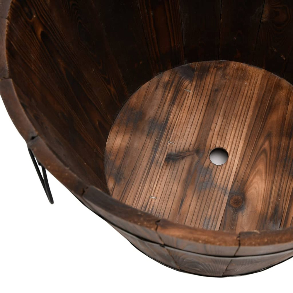 vidaXL Brown Fir Wood Garden Bucket Planter 3 Pack Image 3
