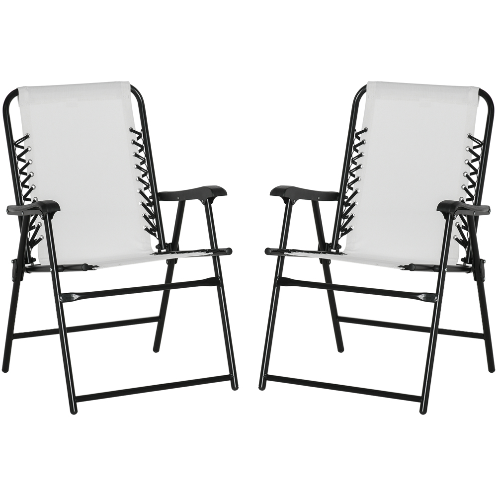 Outsunny Set of 2 Cream White Foldable Deck Chair Image 2