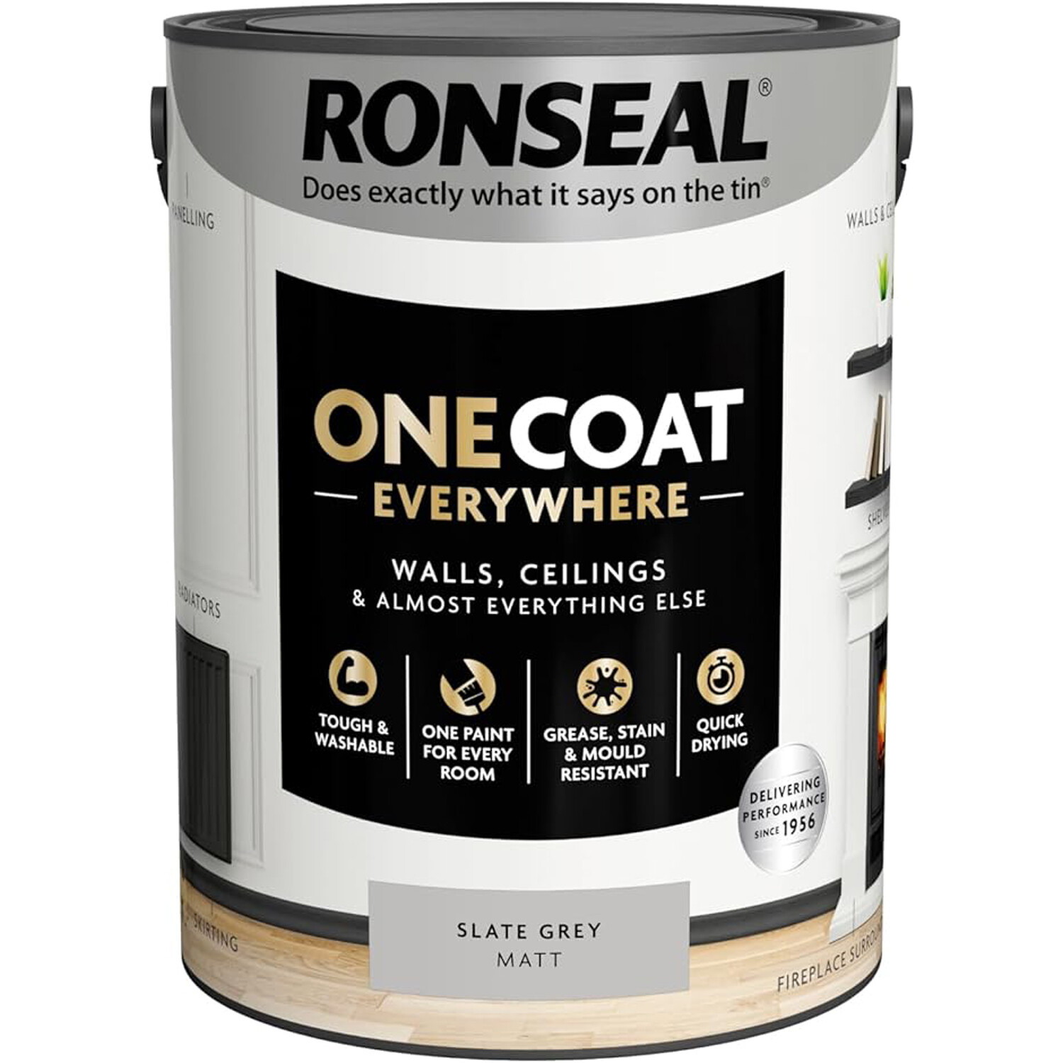 Ronseal One Coat Everywhere Interior Paint Slate Grey 5l Image 2