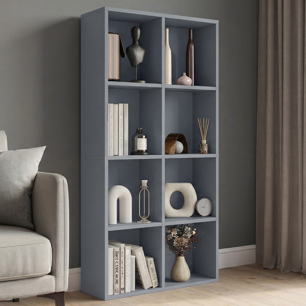 VIDA DESIGNS 8 Shelf Grey Cube Storage Unit Image 1