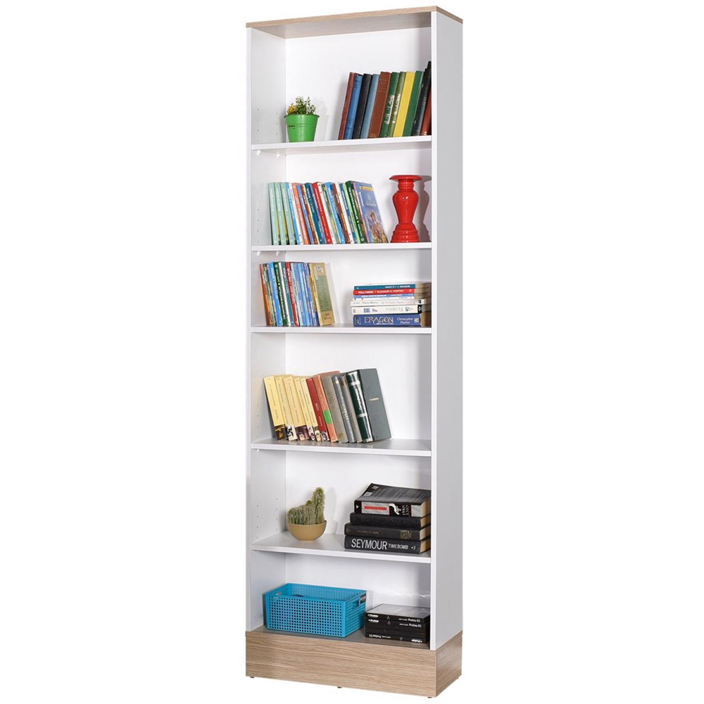 FWStyle 6 Tier White and Oak Shelving Unit Image 3
