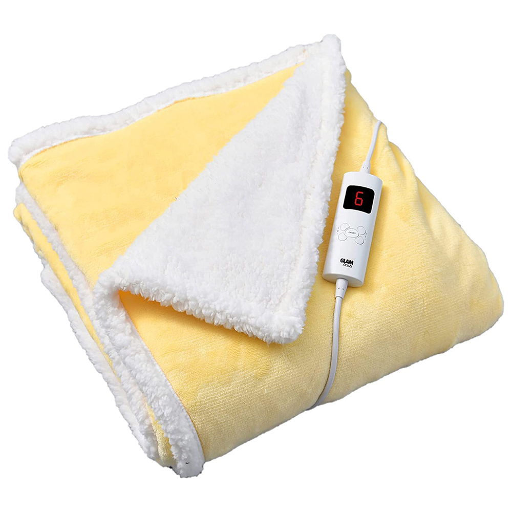 GlamHaus Yellow Electric Heated Blanket 130 x 160cm Image 4