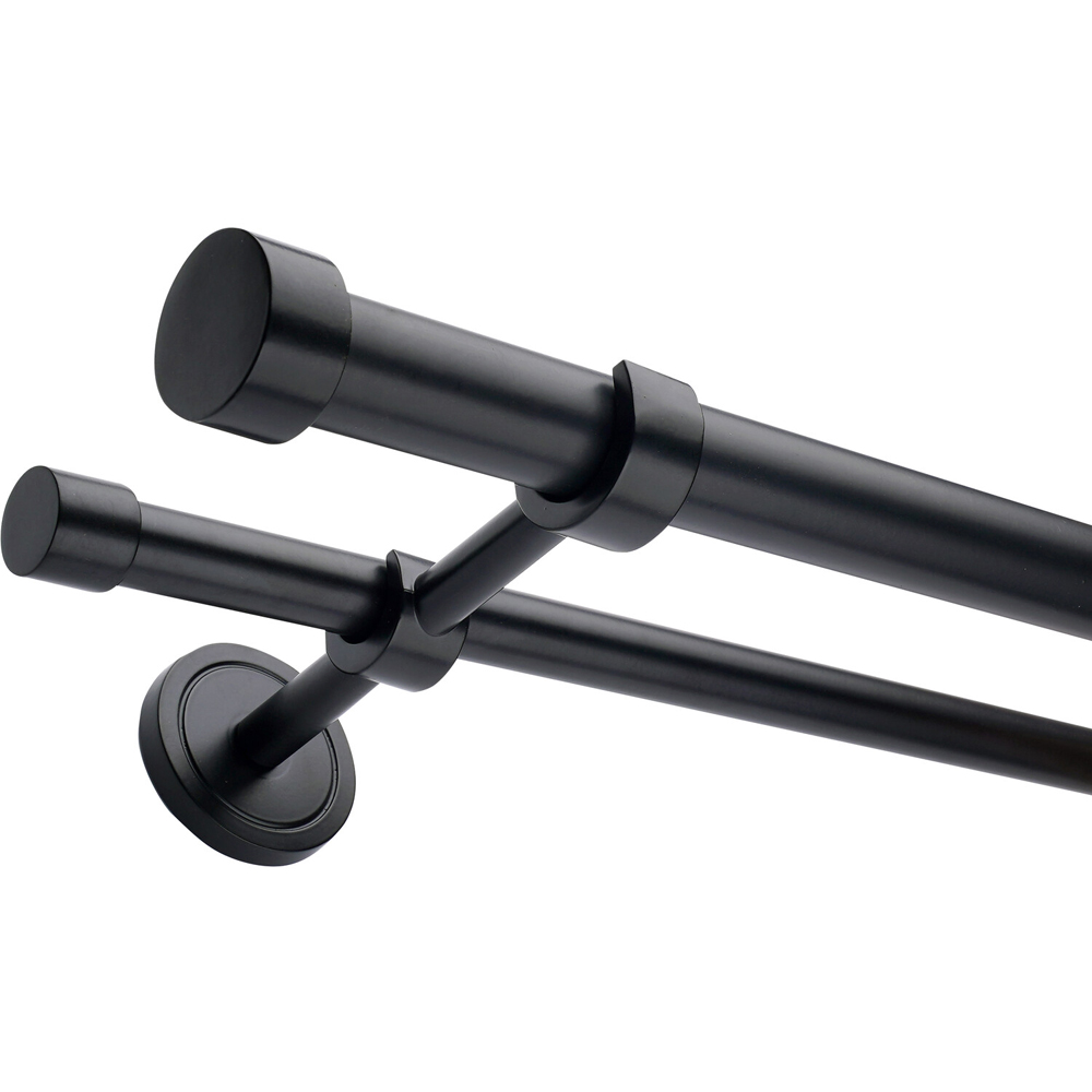 Double Layer Curtain Pole Black 170-300cm Image 1