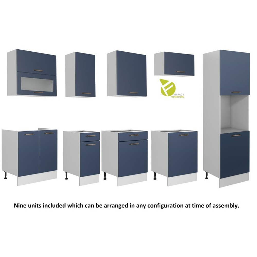 Impact Furniture Nora Dark Blue Kitchen Cabinet Set of 9 Image 4
