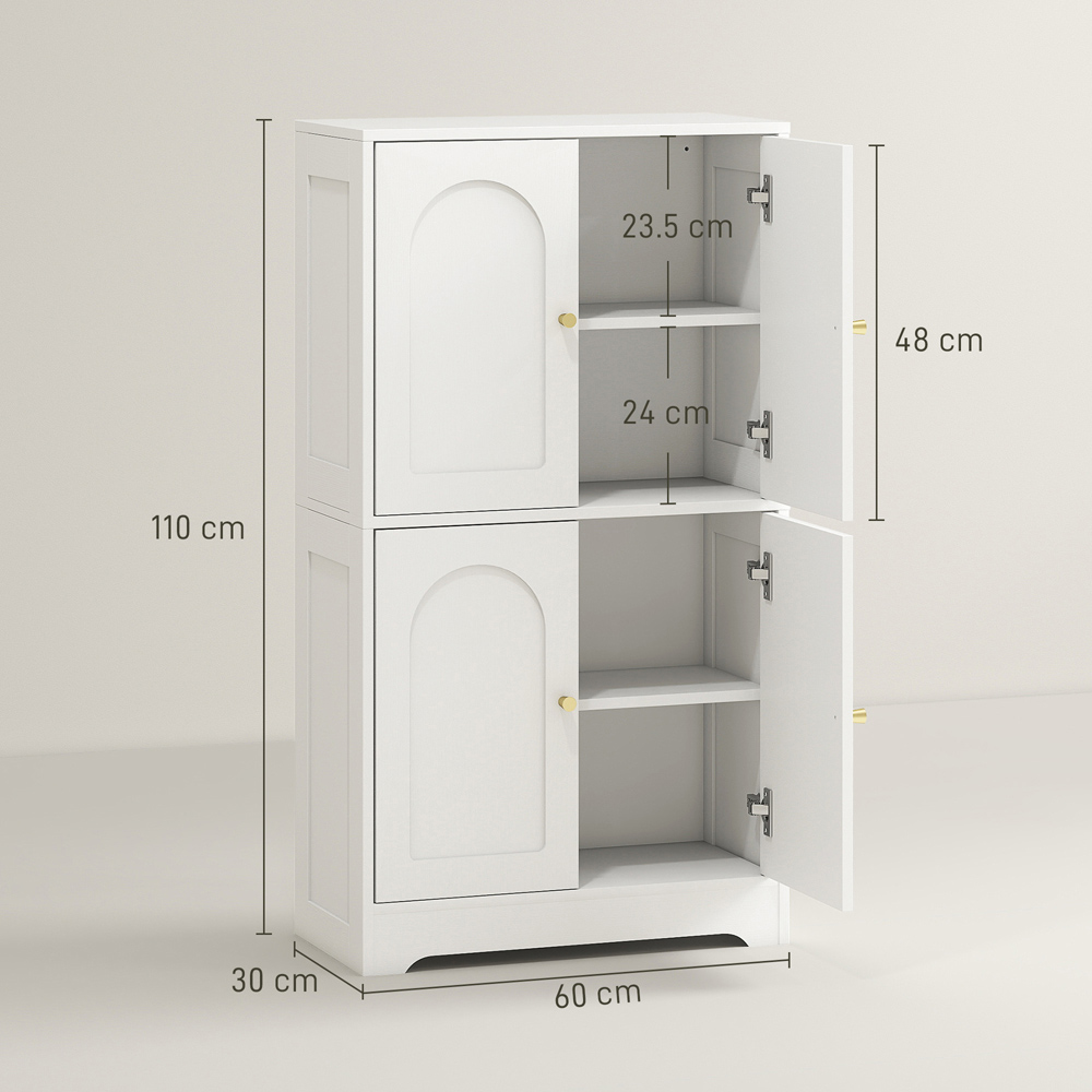 HOMCOM 4 Door White Arched Kitchen Cupboard Image 9