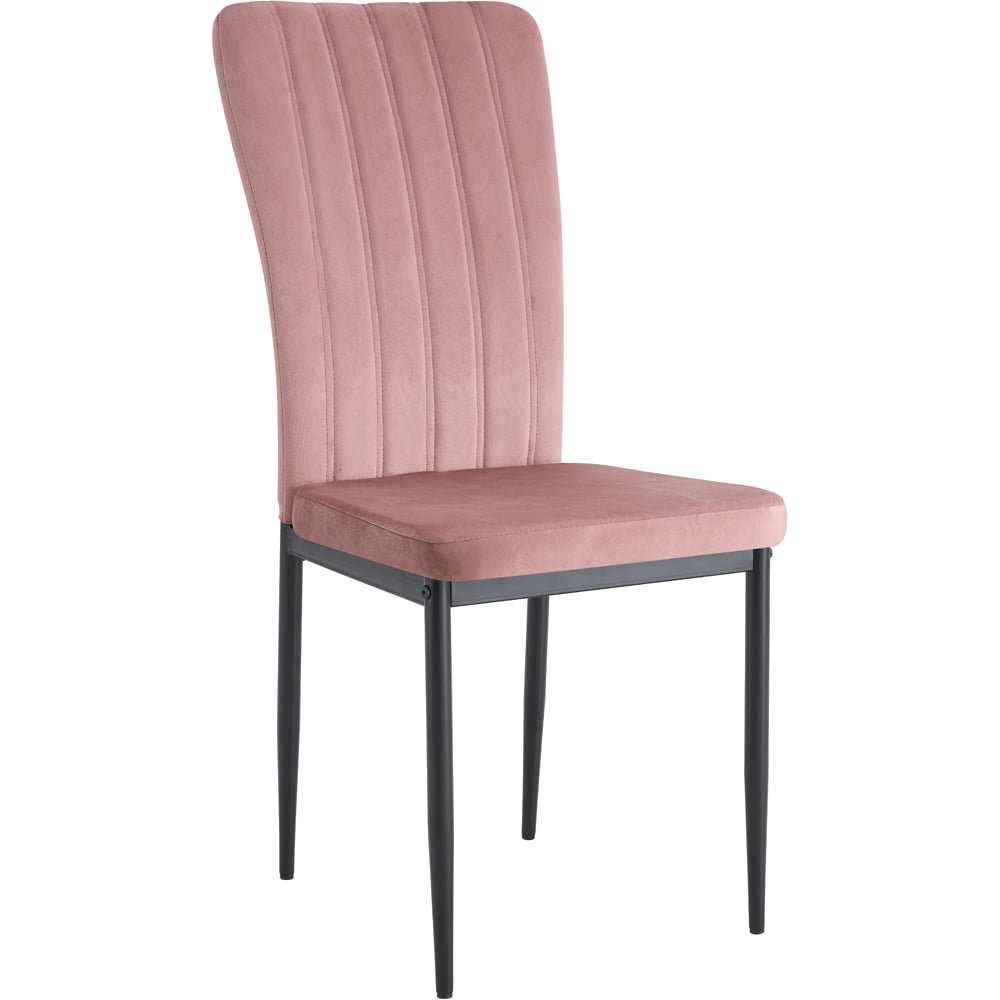 wilko Elle Set of 2 Pink Velvet Effect Plush Padded Upholstered Dining Chair Image 2
