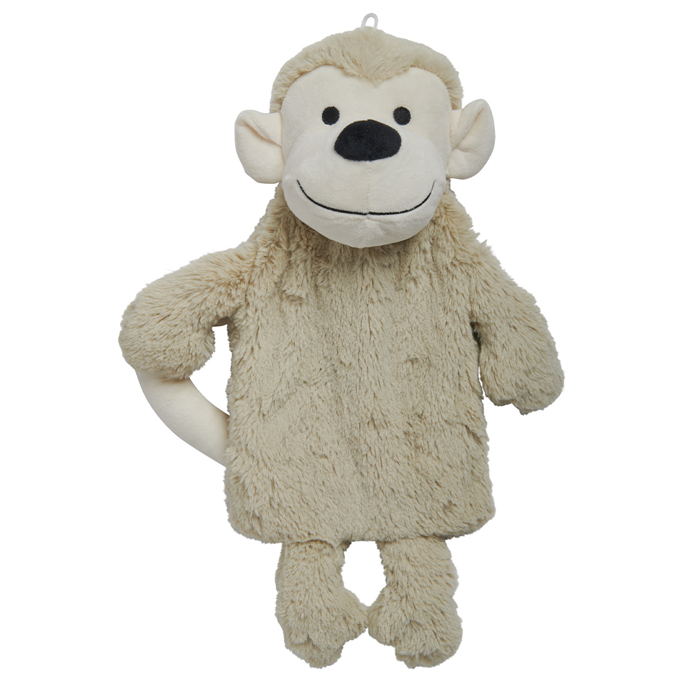 Single Wilko Monkey Hot Water Bottle with Novelty Cover in Assorted styles Image 1