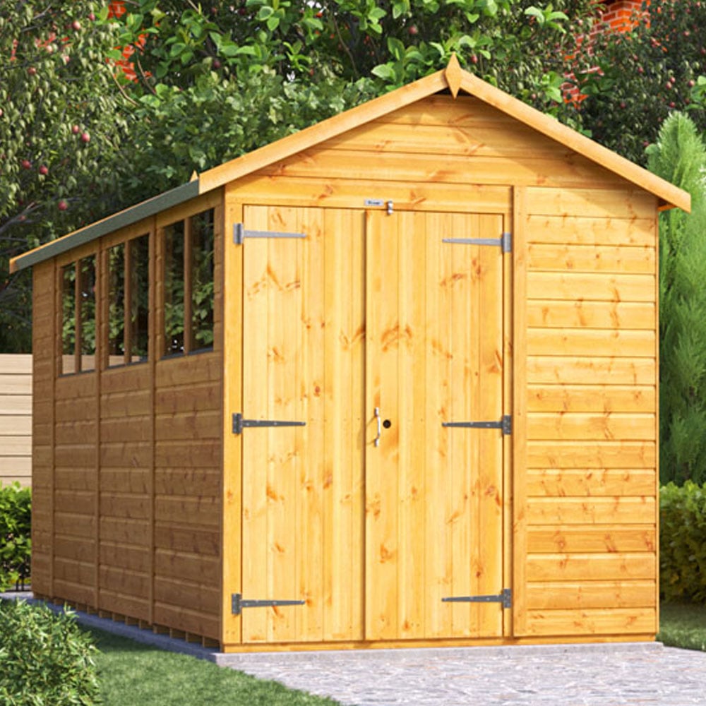 Power Sheds 14 x 6ft Double Door Apex Wooden Shed with Window Image 2