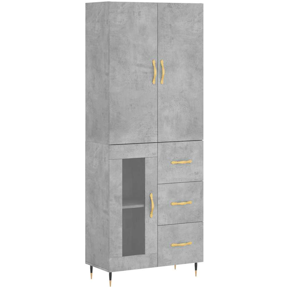 vidaXL 3 Door 3 Drawer Concrete Grey Highboard Image 2