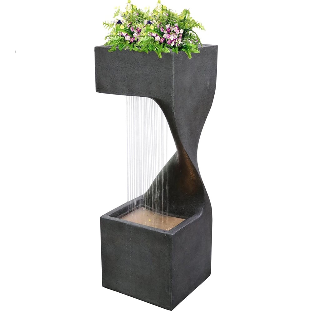 Garden Gear Spiral Square Rainfall LED Water Feature with Planter Image 1