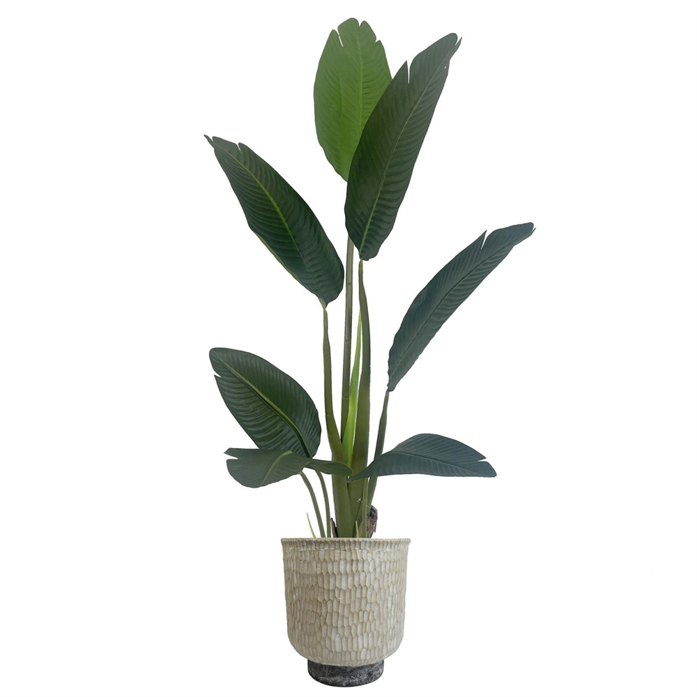 Leaf Brushed Gold Stone Effect Composite Planter 32 x 29cm Image 2
